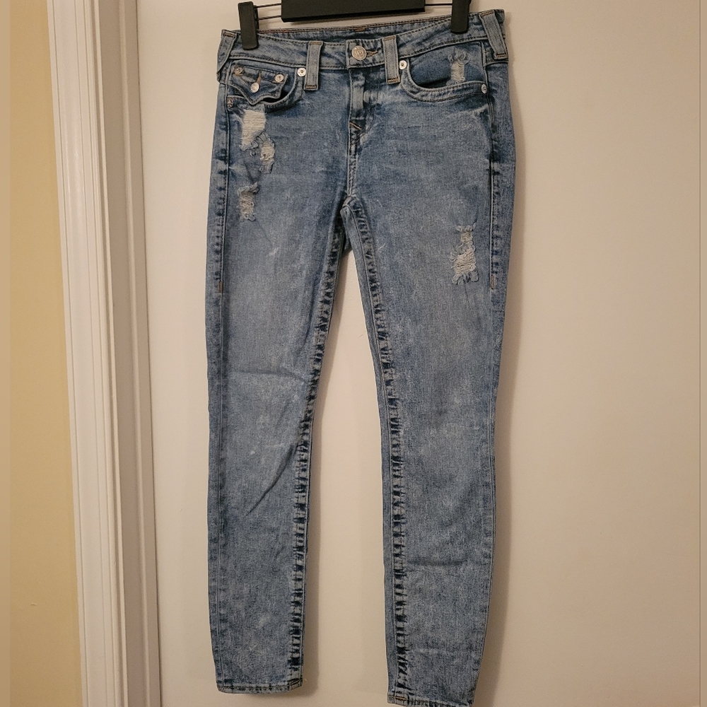 True Religion Halle Super Skinny Ripped Jeans, Size 27
